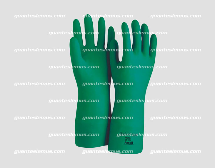 Guante de nitrilo verde marca Ansell / 37-175