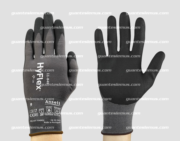 Guante Hy-Flex Nylon con Spandex y nitrilo gris espumado / 11-840