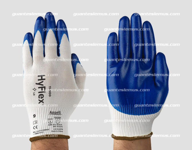 Guante Hy-Flex Nylon blanco con nitrilo gris / 11-900