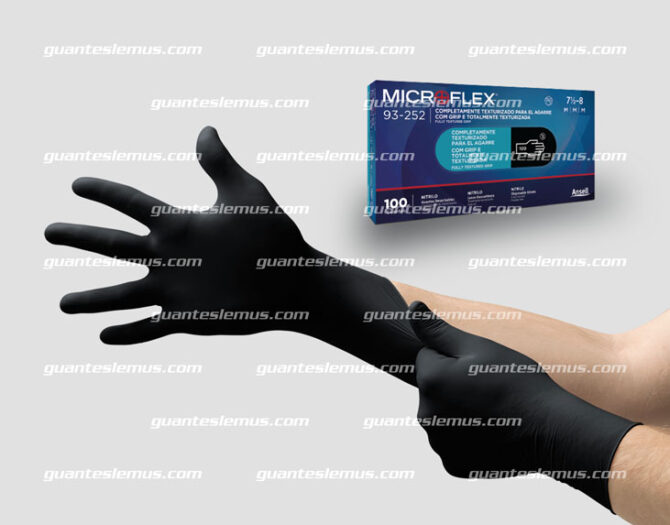 Guante Ansell Microflex de nitrilo negro / 93-252